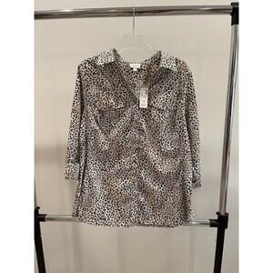 NWT Women's 14/16 Animal Print Button Up Blouse